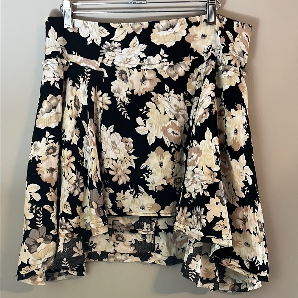 Free People Floral Empire Raw Hem Mini Skirt Size 12